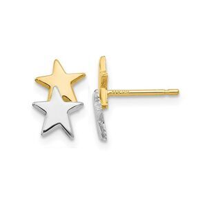 14K Yellow Gold Polished Two Star Post Earrings